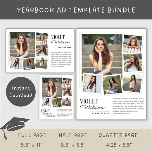 Editable Senior Yearbook Ad Template Bundle : Full, Half, Quarter Page (canva, Instant Download) YB-10 - Etsy