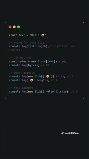 JavaScript Trick: Get String Size in Bytes #coding #javascript #shorts