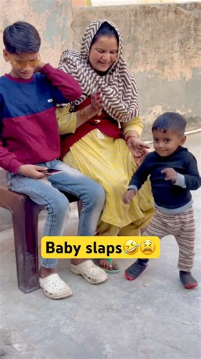 Cute Baby Slap Prank on Big Brother! 👋😂 Best Reaction! #shorts