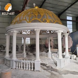 [Hot Item] China Manufacture Custom Hand Carved Outdoor White Marble Garden Gazebo with Dome