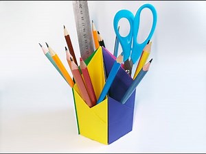 Paper organizer for pencils. Do-it-yourself stand for pens, felt-tip pens, rulers and scissors