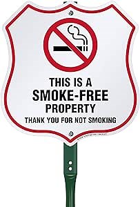 SmartSign This is A Smoke Free Property Sign, Thank You for Not Smoking Sign for Yard by SmartSign | 21” Tall Aluminum Sign & Stake Kit, Easy Installation, USA Made