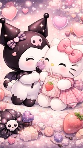 Kuromi & Hello Kitty’s Sweetest Moment 🍓CozySanrioAnimationBest Friends Forever #Sanrio #HelloKitty