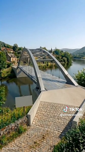 with amazing heavy excavator machines Unsafe Wooden Bridge Replaced by a Modern Steel Arch Bridge in a Beautiful European Village.( #foryoupage❤️❤️ #excavator #construction #work #machineryequipment