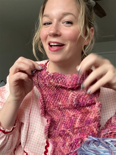 I'm adding my second color for my year long blanket project and I've found places where it looks like more was bitten off than can chew. #yarn #crochet #yarntok #handdyedyarn