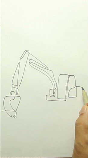 "How to Draw a Backhoe Machine in One Continuous Line – Easy Tutorial" #art #drawing #easydrawing