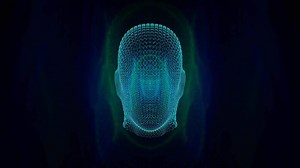 Wireframe Human Head on Dark Background