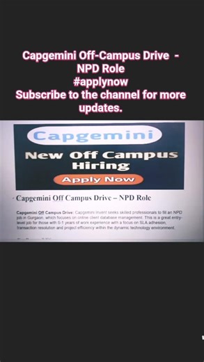 Capgemini Hiring Freshers 2025 😱 |0–1 Year Jobs |Gurgaon #job #jobsearch #freshers #shorts #trending