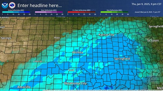 Expected snowfall timing across the region for today and tonight. | US National Weather Service Wichita Kansas