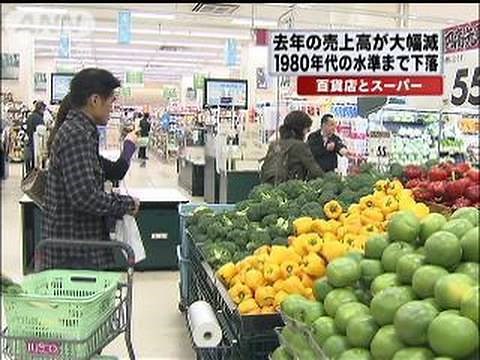 百貨店とスーパー売上高が大幅減 1980年代の水準（10/01/22）