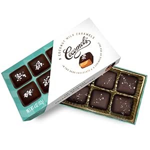 Cocomels Chocolote-Covered Coconut Milk Caramels Valentine's Day Gift, Easter Baskets, Organic Vegan Candy Sharing Box, 4oz