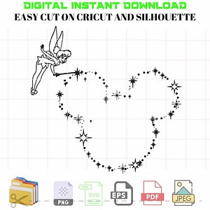 Tinkerbell Minnie Head SVG, Tinkerbell Svg , Peter Pan Svg , Cricut, Silhouette Vector Cut File - Etsy