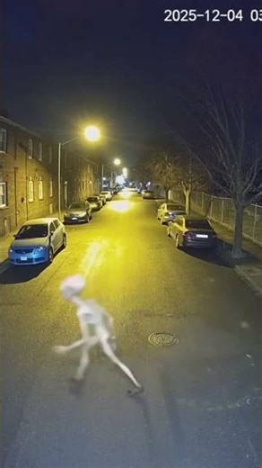 CCTV Captures Small Alien Running Across the Street!🥲 #cctv #eyeonit