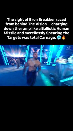 Wrestling Universe on Instagram: "Bron Breakker running from behind The Vision — charging down the ramp like a human missile and crushing his targets with savage spears was pure destruction. 💥 #bronbreakker #spear #wwe #wweraw #thevision #jeyuso #lanight"