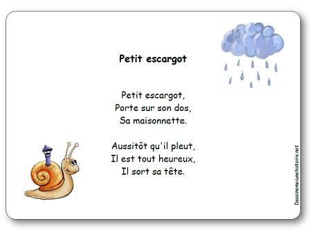 Comptine Petit escargot - Paroles illustrées à imprimer Petit escargot