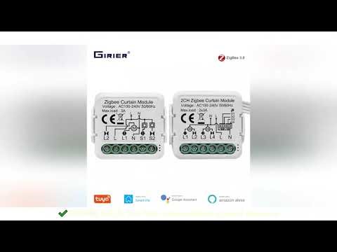 GIRIER Tuya ZigBee 3.0 Smart Curtain Switch Module for Roller Blinds Shutter Electric Motor 1/2 Gang
