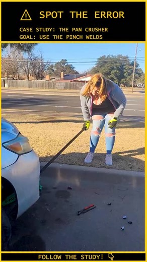 Human.Error.Study on Instagram: "ANALYSIS: Static Load vs. The Oil Pan ⚠️ Video Credit: Viral / TikTok / DM for Credit Case File: 404-LIFT-POINT-NOT-FOUND Subject: Roadside Wheel Removal Domain: Automotive Maintenance / Safety Status: CRUSHED COMPONENTS / UNSTABLE LIFT The Tactical Failure: The "Soft" Lift Point (Critical Error): The subjects have positioned the hydraulic jack directly under the engine oil pan or the lower radiator support. While these components are metal, they are not structur