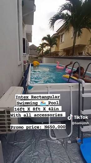 Full Installation of Intex Rectangular Metal Frame Swimming Pool with Accessories