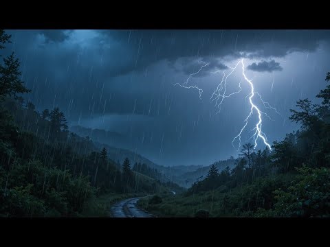 Mountain Thunderstorm Ambience ⚡ Rain, Lightning & Forest Sounds for Meditation & Sleep