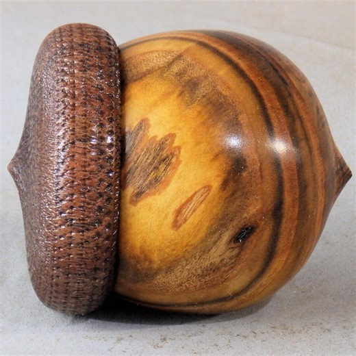 Acorn Box Turned From Sumac and Black Walnut - Textured, Threaded Lid - Etsy