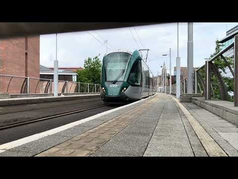 Nottingham Express Transit 235 arrives into Nottingham Station with a Hucknall to Toton Lane