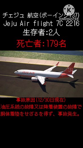 チェジュ航空事故：胴体着陸失敗と故障による機体破損事故