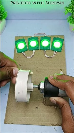Power Generating With DC Geared Motor for 12V LED 🔌⚡ #schoolproject #experiment #new #diy #hacks