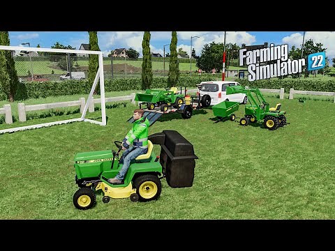 Mowing FootBall field with John Deere 332 Garden tractor pack | Farming Simulator 22