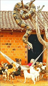 Giant Python Tries To Attack Sleeping Grandma 😱 Dogs Bark Loudly & Save Her Life #shorts #viral
