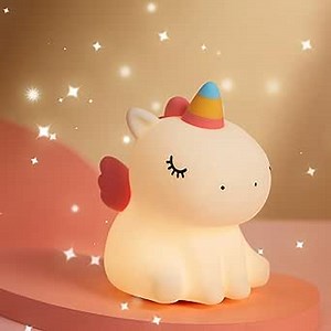 Unicorn Night Light for Kids - Cute Nursery Night Light, LED Squishy Unicorns Lamp, Silicone Unicorn Dimmable Light up Duck, Rechargeable Bedside Touch Lamp for Breastfeeding, Bedroom