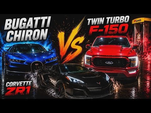 RACES - BUGATTI CHIRON VS TWIN TURBO F150, C8 ZR1, 1XXXWHP GTR, VMP MUSTANG, G82 M4, ROUSH S550
