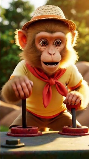Momo the Monkey Controls the Excavator #shorts