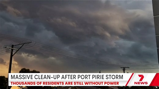 Thousands of residents in Port Pirie are still without power as the massive clean-up continues after an unexpected mega-storm. The city was hit by winds of up to 120km/h, leaving a trail of destruction. | 7NEWS Adelaide