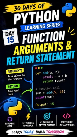 Function Arguments & Return Statement in Python 🔥 | Python Tutorial for Beginners