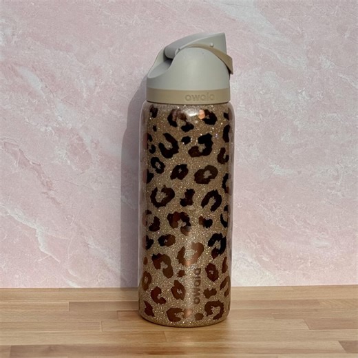 Cheetah Print Owala Water Bottle: Glittered Leopard Free Sip, 32ounce - Etsy