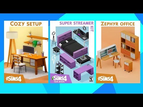 3 PACKS para decorar tu OFICINA en casa en los SIMS 4 💻 cc folder