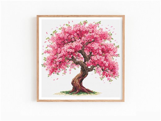 Cherry Blossom Cross Stitch Pattern, Sakura Tree Embroidery, Pink Floral Spring Sampler, Japanese Botanical Xstitch Chart, PDF Download - Etsy Canada