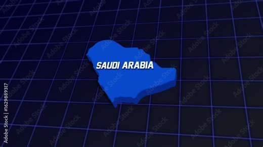 Saudi Arabia Map Animation. 3D Map of Saudi Arabia with Animated Text, Suitable for Patriotic Programs, Corporate Intros, Tourism, Presentations