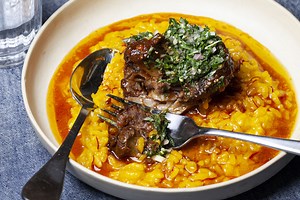 Osso Buco with Saffron Risotto and Ginger Gremolata Recipe