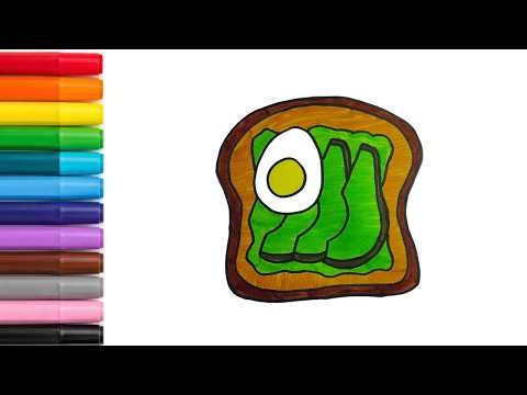 How to Draw and Color Avocado Toast for kids |Easy step by step Drawing and Coloring Avocado Toast