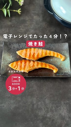 『鮭』 レンジメートがあれば皮パリ、中ジューシーな焼き魚がレンジ調理できちゃいます！ 使い終わった後も汚れもフッ素コーティングでスルッと落ちます👍 【材料】2人分 塩鮭 2切(約200g) 【作り方】 ① 塩鮭をレンジメートに並べ、フタをして600Wで3分加熱する。 ② 塩鮭を裏返してフタをし、さらに600Wで1分加熱する。 【加熱時間の目安】 500W 3分40秒＋1分10秒 600W 3分＋1分 #時短 #レンチンレシピ #おうちごはん #飯テロ #レンジメートシリーズ