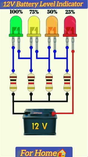 12v battery level indicator circuit diagram#Shorts#BatteryIndicator #CircuitDiagram#12VSystem #led