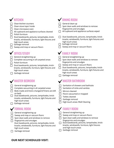 House Cleaner Check List - Etsy