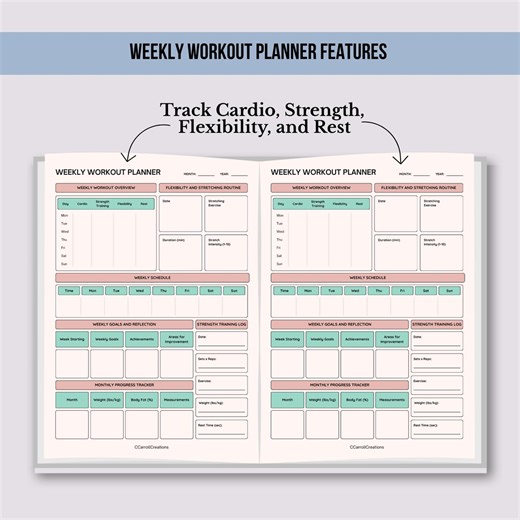 Weekly Workout Planner, Gym Workout Planner, Weekly Workout Plan, Fitness Tracker, Exercise Planner, Printable Fitness Tracker, Editable - Etsy