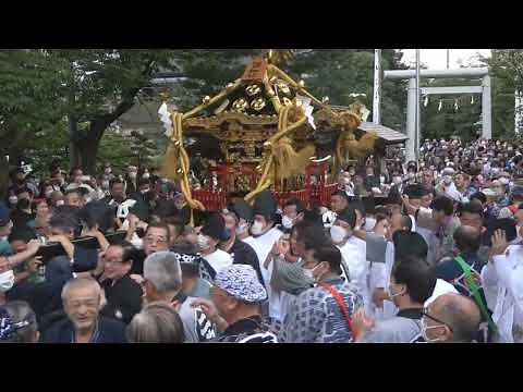 令和４年 千葉県松戸市＜松戸神社＞神幸祭 修復宮神輿＝宮入（50年ぶりの肩入れ）