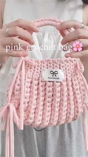 【かぎ針編み】Tシャツヤーンでミニバッグ編んでみた｜crochet mini bag