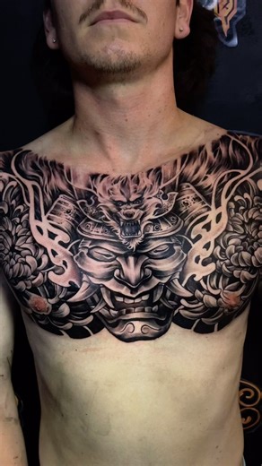 Full chest japanese theme done on @jaxon_condo by our artist Thank you for coming and trusting us for your tattoo brother Dm us for booking and consultation 📲📲📲 #tatt #tattooed #tattoostyle #tatto #tattooart #japanesetattoo #samurai #chesttattoo #blackandgreytattoos #bali #seminyak #kuta | Ruby tattoo custom Bali