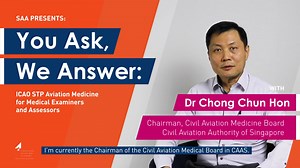 Curious about the IAASM-SAA Aviation Medicine Course? This interview is for you! In this episode of 'You Ask, We Answer', watch as Doctor Chong Chun Hon, the Chairman of the Civil Aviation Medical Board at CAAS, gives valuable insights on what competencies medical examiners should look out for. To find out more about SAA programmes, head to: https://www.caas.gov.sg/saa | Singapore Aviation Academy