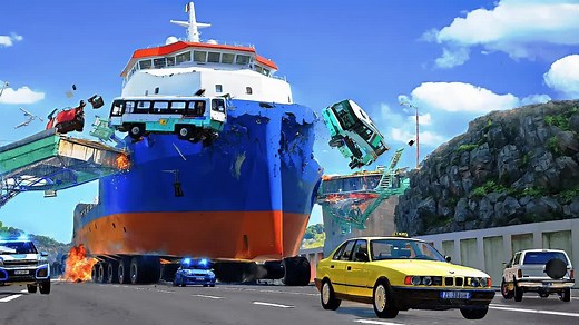 【4K/BeamNG】中字 大电影 《巨轮追击》 COLOSSAL CHASE │ Epic Highway Police Chase