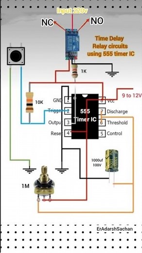 Time Delay Relay circuits using 555 timer IC #basicelectronics #timedelay #relay #electricalprojects